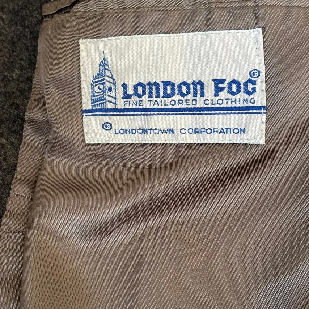 Vintage London Fog 100% Pure Wool Blazer Sz 42R Gray Sport Coat Classic Preppy